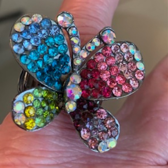 Sparkly Multicolor Butterfly Ring - Picture 2 of 8
